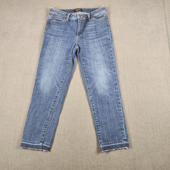 Talbots Jeans Womens Size 6 Flawless Five Pocket Light Wash Mid Rise Frayed Hem - Picture 1 of 9